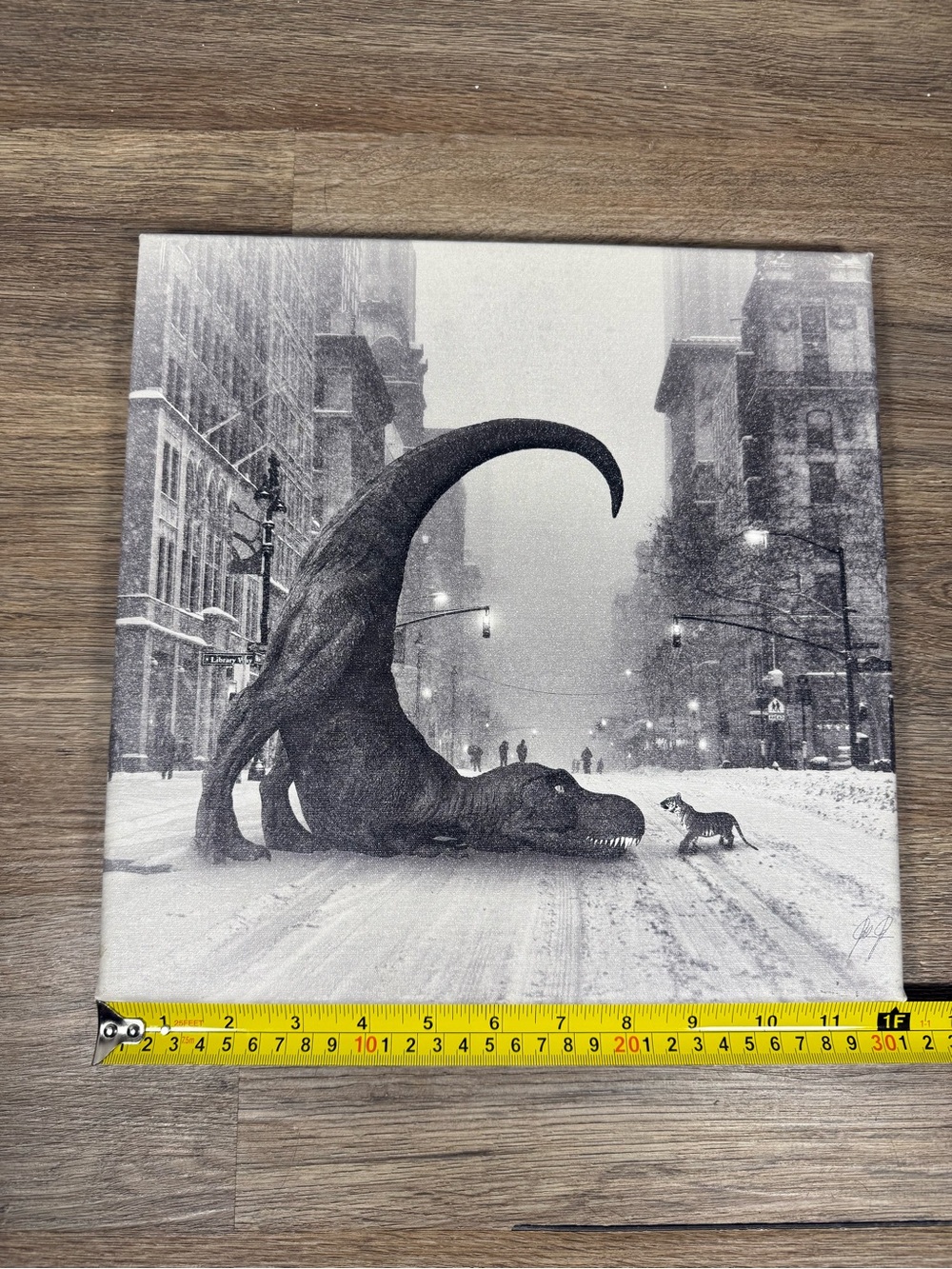 Black & White Dinosaur City Canvas Art - Picture 7 of 7